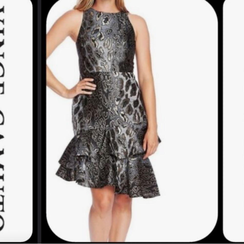 Vince Camuto asymmetric animal printed mini dress size 10
